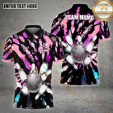 Maxcorners Bowling Colorful Graffiti Tornado Bowling Ball Multicolor Options Personalized Name, Team Name 3D Polo Shirt (4 Colors)