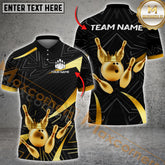 Maxcorners Bowling Golden Crown Multicolor Options Personalized Name, Team Name 3D Shirt (4 Colors)