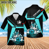 Maxcorners Bowling Ball & Pins Water Hexagon Pattern Pro Sport Jersey Multicolor Option Customized Name Hawaiian Shirt (5 Colors)