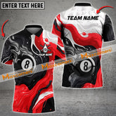 Maxcorners Billiards 8 Ball Flame Luxury Multicolor Options Personalized Name, Team Name 3D Polo Shirt (4 Colors)