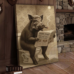 Maxcorners Boar Reading Farm Times Newspaper Wrapped Canvas
