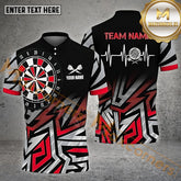 Maxcorners Darts Heartbeat Multicolor Options Personalized Name, Team Name 3D Polo Shirt (4 Colors)