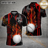 Maxcorners Golf Customized Name Strike The Blood Flame Ball Pattern Multicolor Sport Jersey Pattern Custom 3D Polo Shirt (4 Colors)