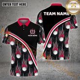 Maxcorners Golf Customized Name Flame Ball Pattern Multicolor Sport Jersey Pattern Custom 3D Polo Shirt (4 Colors)
