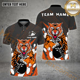 Maxcorner Bowling Ball & Pins Tiger Dotted Pattern Multicolor Option Customized Name 3D Shirt (4 Colors)