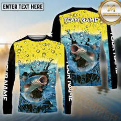 Maxcorners Catfish Fishing Aqua Surge Pattern Sport Jersey Personalized Name, Team Name Long Sleeve Shirt