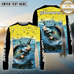 Maxcorners Crappie Fishing Aqua Surge Pattern Sport Jersey Personalized Name, Team Name Long Sleeve Shirt