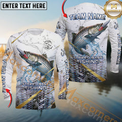 Maxcorners Stripped Bass Fishing Golden Line Skinfish Pattern Sport Custom Name & Team Name 3D Shirts