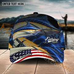 Maxcorners Marlin Fishing Fishing Make Me Happy Skinfish Flag Of US Sport Pattern Personalized Name 3D Cap MT133