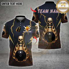Maxcorners Bowling Metal Skull Bowling Multioptions Personalized Name, Team Name Unisex 3D Shirt (4 Colors)