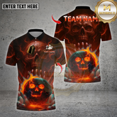 Maxcorners Bowling Flame Skull Bowling Design Multioptions Personalized Name, Team Name Unisex 3D Shirt (4 Colors)