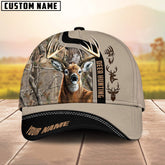 Maxcorners Deer Hunting Camoflage Premium Leather Multicolor Personalized Name 3D Cap (4 colors)
