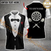 Maxcorners Tuxedo Darts Dartboard Multicolor Options Personalized Name, Team Name 3D Polo Shirt (4 Colors)