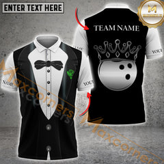 Maxcorners Bowling Tuxedo Gentlemen Jersey Personalized Name, Team Name 3D Shirt (4 colors)