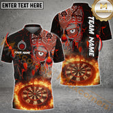 Maxcorners Darts Flame Viking Warrior Skull Multicolor Options Personalized Name, Team Name 3D Polo Shirt (4 Colors)