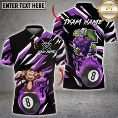 Maxcorners Billiards Shirt Golden Flame 8 Ball Lightning Strike Multioptions Personalized Name, Team Name Unisex 3D Shirt For John Barlow