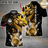 Maxcorners Bowling Skull Fire Ball Multicolor Options Personalized Name, Team Name 3D Shirt (4 colors)