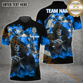 Maxcorners Darts Flame Broken Dartboard Skull Reaper Multicolor Options Personalized Name, Team Name 3D Polo Shirt (4 Colors)