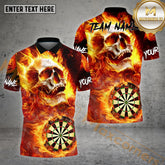 Maxcorner Darts Fire Skull Dartboard Pattern Multicolor Option Customized Name 3D Shirt (4 Colors)