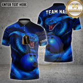 Maxcorners Bowling Shirt Cobra Snake Design Multicolor Options Personalized Name, Team Name 3D Shirt (4 Colors)