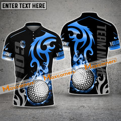 Maxcorners Customized Name Golf Fire Premium Ball Pattern Multicolor Option 3D Polo Shirt