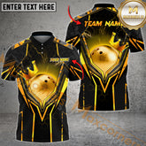 Maxcorner Bowling Ball & Pins Premium King Crown Multicolor Option Customized Name 3D Shirt (6 Colors)