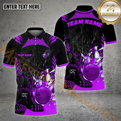 Maxcorners Bowling Ball & Pins The Panther Bowling Ball Pattern Personalized Name, Team Name 3D Polo Shirt (4 Colors)