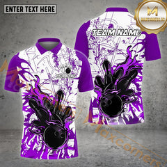Maxcorners The Wave And Bowling Ball & Pins Personalized Name, Team Name 3D Polo Shirt (4 Colors)