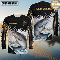Maxcorners Chinook Fishing Golden With White And Black Pattern Sport Jersey Personalized Name, Team Name Long Sleeve Shirt