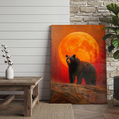 Maxcorners Black Bear Full Moon Rustic Forest Scene Wrapped Canvas
