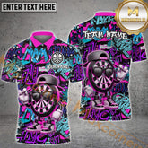 Maxcorners Graffiti Darts Funny Dartboard Multicolor Options Personalized Name, Team Name 3D Polo Shirt (4 Colors)