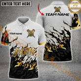 Maxcorners Darts Flame Golden Premium Pattern Multicolor Options Personalized Name, Team Name 3D Polo Shirt (4 Colors)