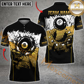 Maxcorners Cracked 8-Ball Billiards Multicolor Option Customized Name, Team Name 3D Polo Shirt (4 Colors)