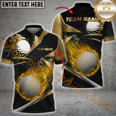 Maxcorners Golf Ball Fire Flame Multicolor Options Personalized Name, Team Name 3D Shirt (4 Colors)