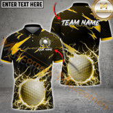 Maxcorners Golf Ball Thunder Pattern Multicolor Options Personalized Name, Team Name 3D Shirt (4 Colors)