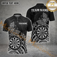 Maxcorners Darts White Black Tribal Butterfly dartboard Options Personalized Name, Team Name 3D Shirt