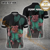 Maxcorners Darts Funny Pig Cartoon Style Multicolor Options Personalized Name, Team Name 3D Shirt (4 Colors)