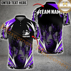Maxcorners Bowling Flame Thunder Pattern Jersey Personalized Name, Team Name 3D Shirt (4 colors)