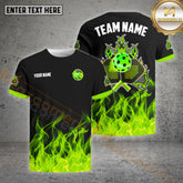 Maxcorners Pickleball Ball Fire Pattern Customized Name, Team Name 3D Shirt (4 colors)
