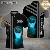 Maxcorners Darts Flame Premium Arrow Multicolor Options Personalized Name, Team Name 3D Polo Shirt (4 Colors)