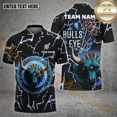 Maxcorners Darts Bull Eye Thunder Power Multicolor Options Personalized Name, Team Name 3D Polo Shirt (4 Colors)