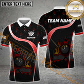 Maxcorners Billiard Flame 8 Ball Jersey Pattern Multicolor Options Personalized Name, Team Name 3D Polo Shirt (4 Colors)