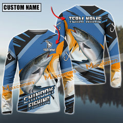 Maxcorners Chinook Fishing Blue Orange Jersey Sport Pattern Sun Protection Personalized Name Team Name 3D Shirts