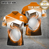 Maxcorners Golf Light Ball Basic Multicolor Option Customized Name, Team Name 3D Polo Shirt (6 Colors)