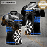 Maxcorners Darts Grey Dotted Pattern Jersey Style Multicolor Options Personalized Name, Team Name 3D Polo Shirt (4 Colors)