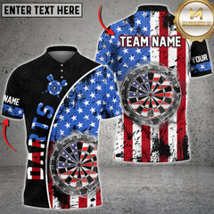 Maxcorners Patriotic American Flag Darts Jersey Personalized Name, Team Name 3D Shirt