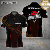 Maxcorners Bowling Ball & Pins Sport Basic Pattern Personalized Name, Team Name 3D Polo Shirt (4 Colors)