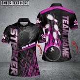 Maxcorner Bowling Ball & Pins Strike Flame Pattern Multicolor Option Customized Name 3D Shirt For Women (6 Colors)