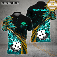 Maxcorners Pickleball Ball Fire Golden Line Premium Customized Name, Team Name 3D Shirt (4 colors)