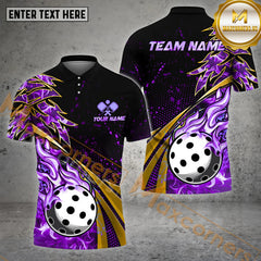 Maxcorners Pickleball Ball Fire Golden Line Premium Customized Name, Team Name 3D Shirt (4 colors)